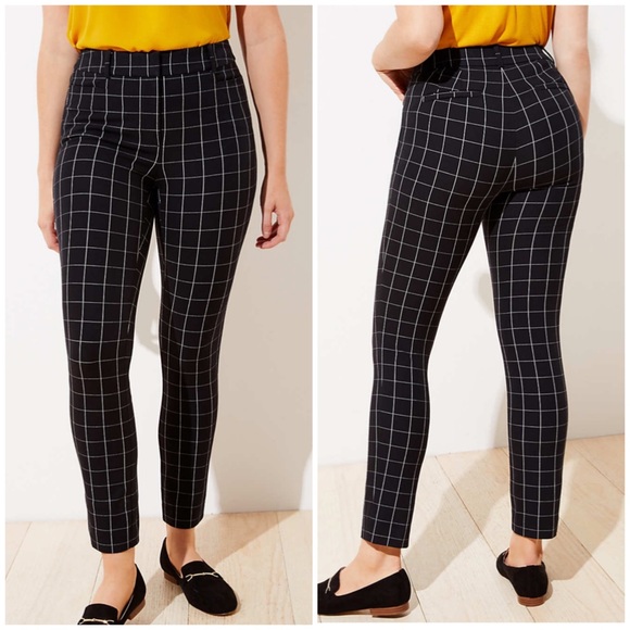 LOFT Pants - LOFT windowpane black & white print pants bottoms